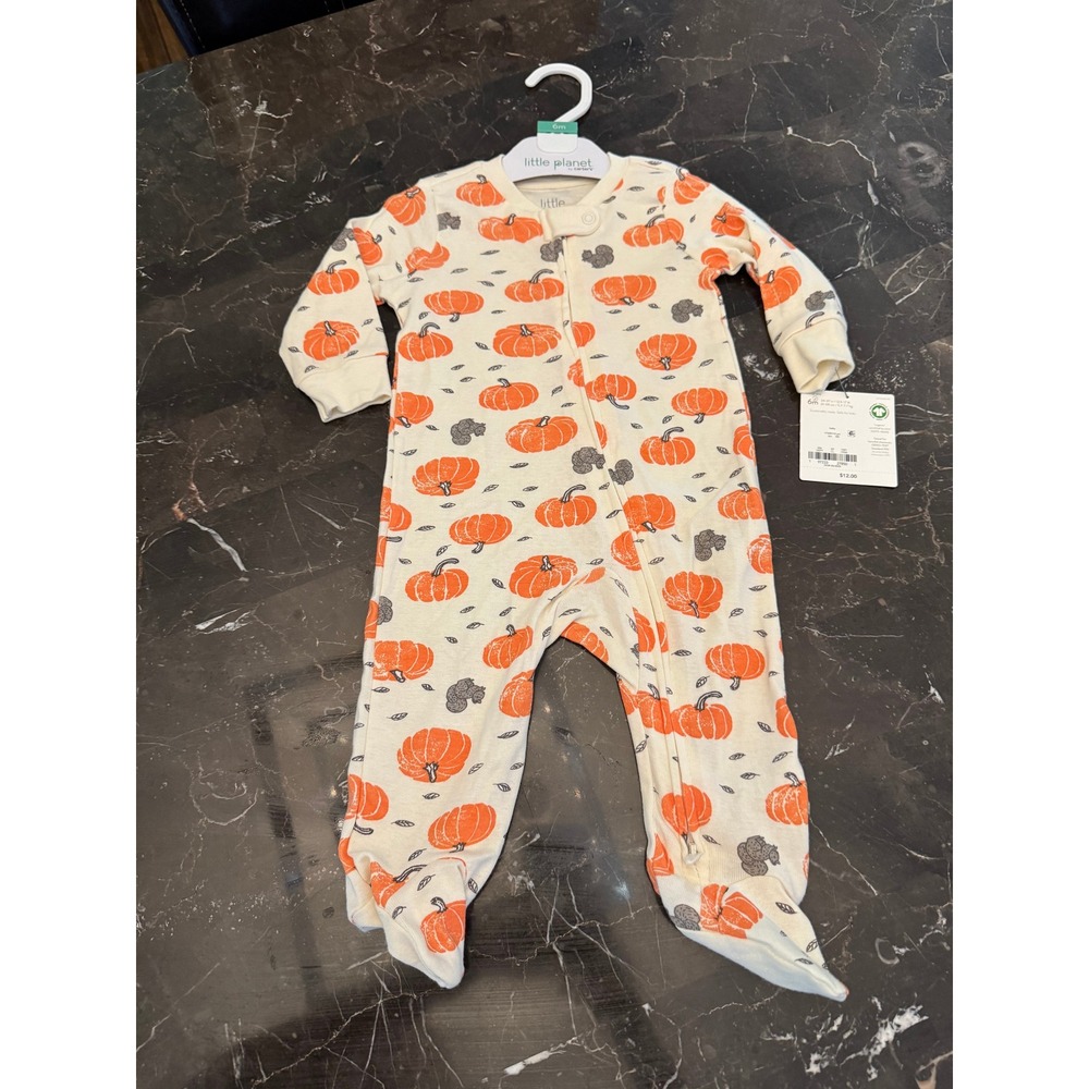 6 MLittle Planet by Carters Organic Cotton Pumpkin & Squirrel Sleeper PJ'S NWT
